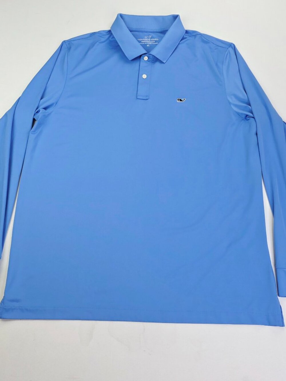 Vineyard Vines Performance Mens Blue Chest Logo Sz XL Long Sleeve Polyester Polo
